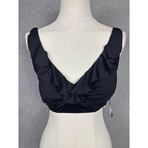 Lauren Ralph Lauren Women's Ruffle Underwire Swim Top Size 8 Black NWI's